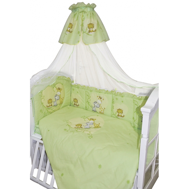 Комплект в кроватку 7 предметов Золотой Гусь Сафари зеленый