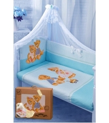 Комплект в кроватку Золотой гусь 7 предметов Sweety Bear 1752 голубой