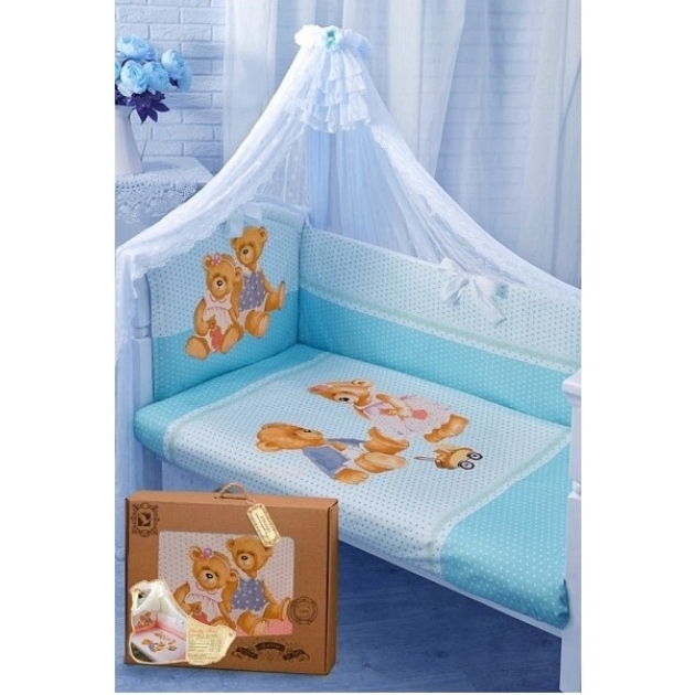 Комплект в кроватку Золотой гусь 7 предметов Sweety Bear 1752 голубой