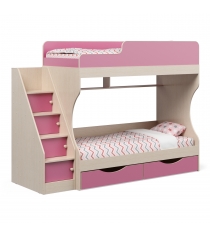 Кровать двухъярусная с ящиками Р443 Капризун 6 розовый