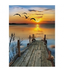 Картина стразами закат на озере 30x40 см Алмазная живопись АЖ-1493...