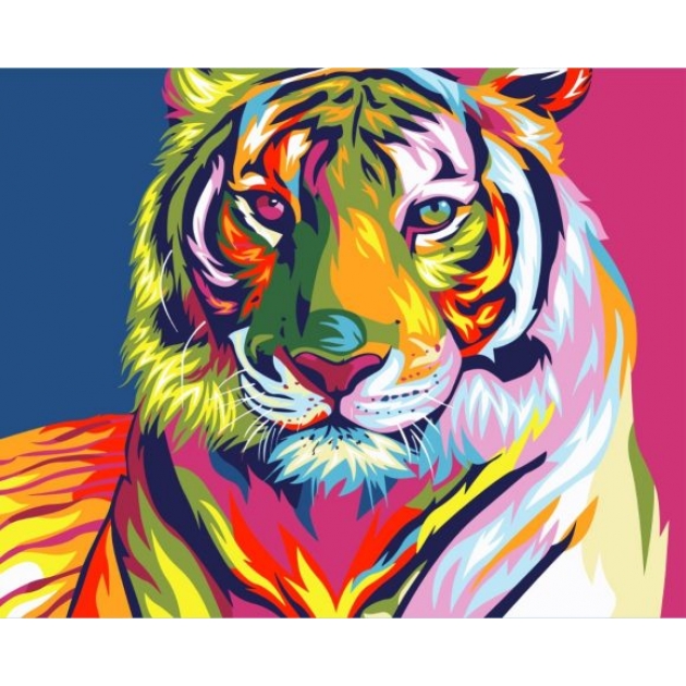 Роспись по холсту радужный тигр см Артвентура mini16130010