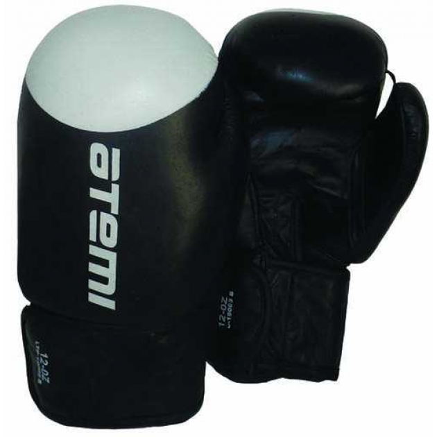 Перчатки боксерские натуральная кожа черный-бел мишень размер 8 OZ LTB19009