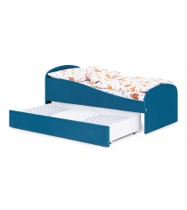 Детская мягкая кровать с ящиком Бельмарко Letmo морской велюр...