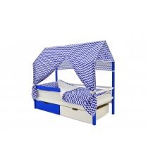 Крыша текстильная Бельмарко для кровати-домика Svogen зигзаги синие...