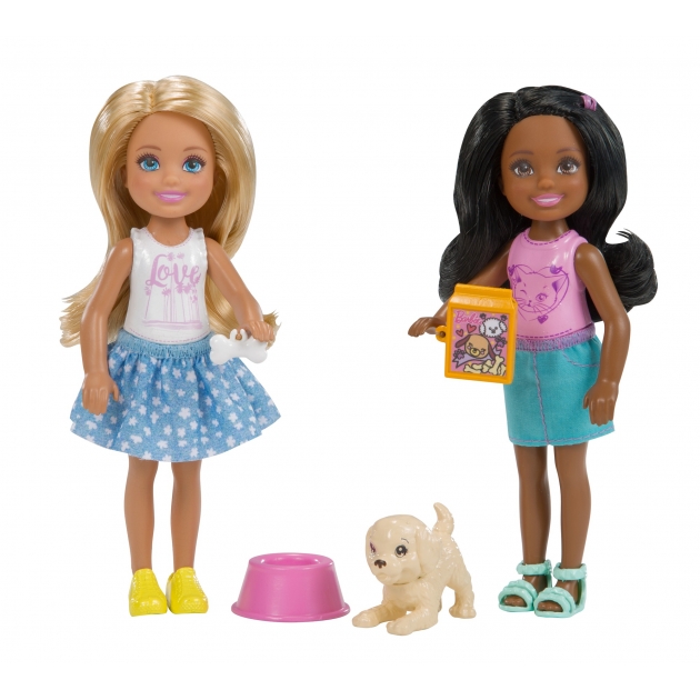 Куклы Barbie Челси 2 девочки и щенок FHK97