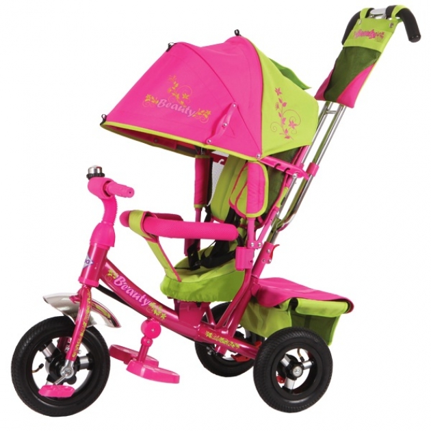 Трехколесный велосипед с ручкой розово зеленый Beauty BA2GP