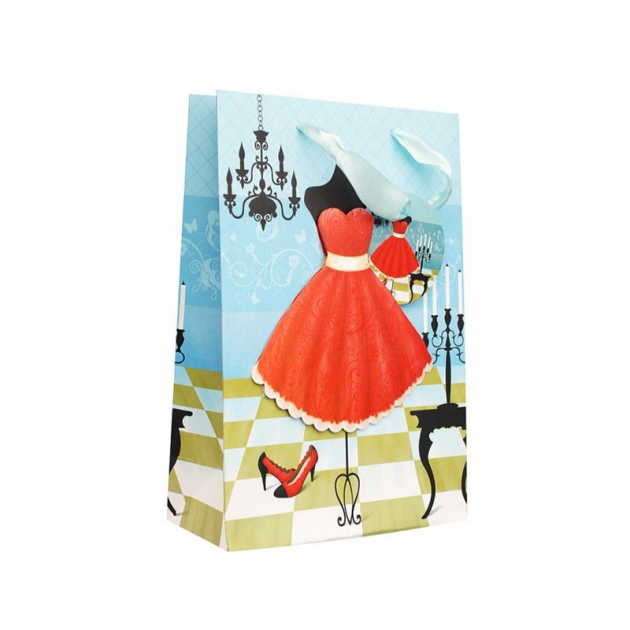 Подарочный пакет красное платье 18 х 24 см Белоснежка 1203-SB