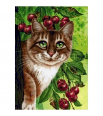 Раскраска по номерам кот на вишневом дереве 30 х 40 см Белоснежка 149-AS