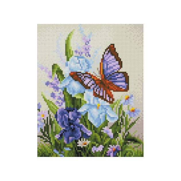 Мозаичная картина бабочка на ирисах 20х25 см Белоснежка