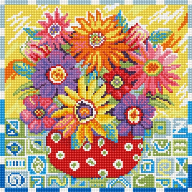 Алмазная мозаика цветики цветочки круглые элементы Белоснежка 291-ST-R