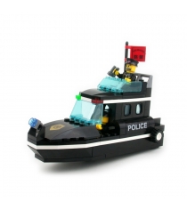 Пластиковый конструктор полицейский катер 95 деталей Brick 130