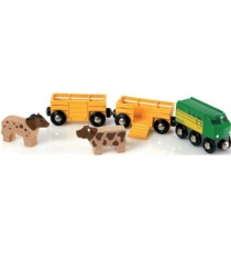 Три грузовых вагона с животными Brio