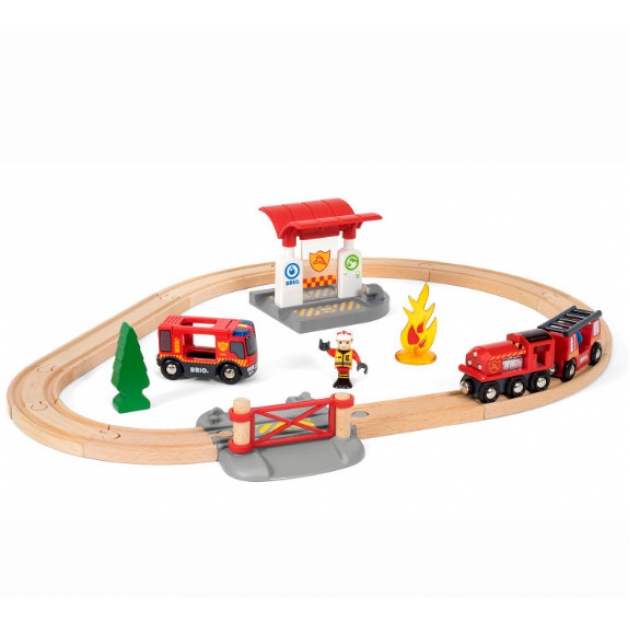 Игровой набор железная дорога пожарная станция Brio 33815