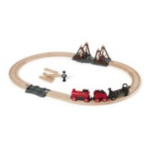 Игровой набор Brio с железной дорогой паровозом и строящимся мостом 33030