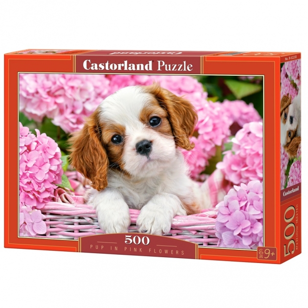 Пазл щенок в розовых цветах 500 элементов Castorland C500-52233