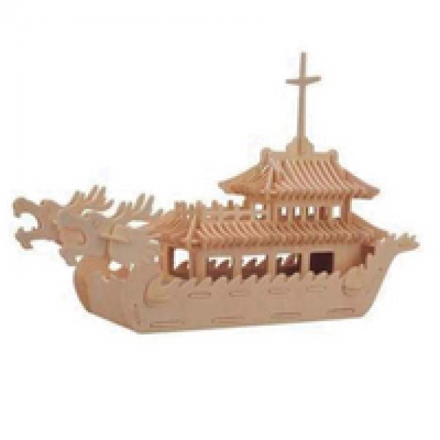 Модель деревянная сборная лодка дракона Wooden Toys P085