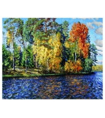 Алмазная живопись березы над рекой 40x50 см Color kit KUK001