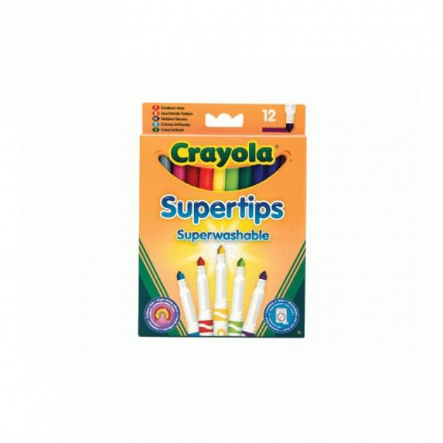 12 тонких фломастеров супертипс ярких цветов Crayola 7509