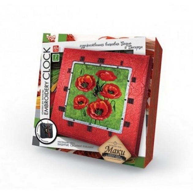 Набор для создания настенных часов embroidery clock маки Danko toys EC-01-05