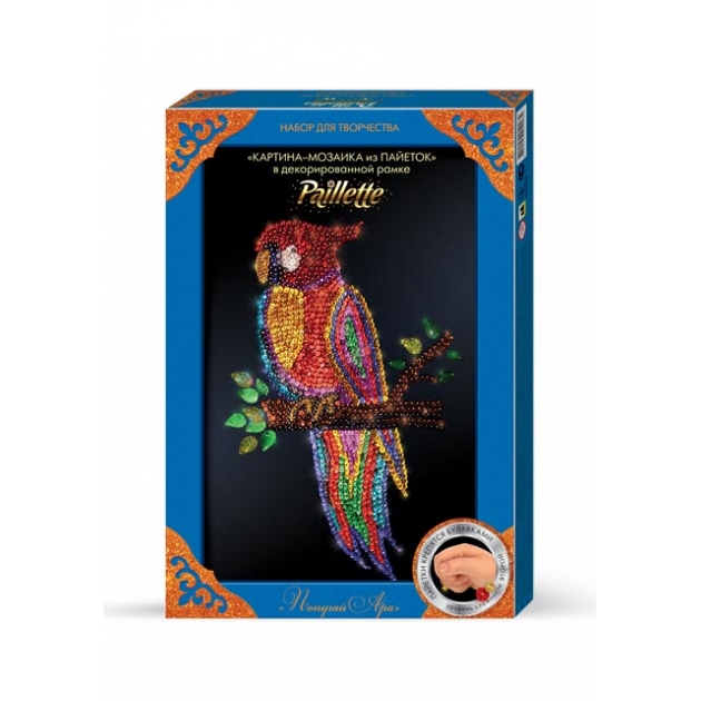 Набор для творчества мозаика из пайеток попугай средняя Danko toys Пм-01-10