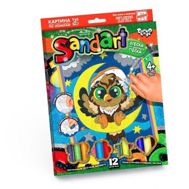 Фреска из песка sand art сова Danko toys SA-01-03