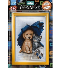 Набор вышивка крестиком на канве cross stitch киса и собака Danko Toys VKB_01_15