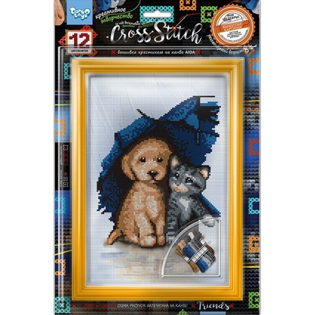 Набор вышивка крестиком на канве cross stitch киса и собака Danko Toys VKB_01_15