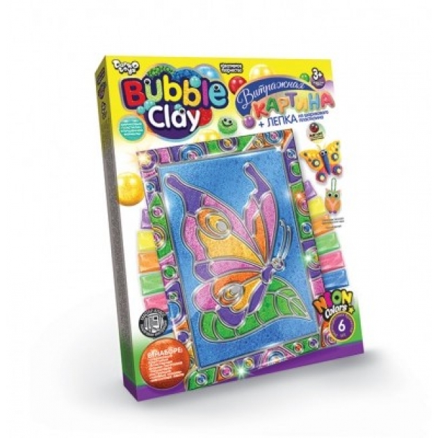 Набор для творчества витражная картина bubble clay бабочка Danko toys BBC-02-05