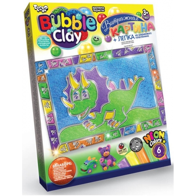 Витражная картина bubble clay дино Danko toys BBC-02-01