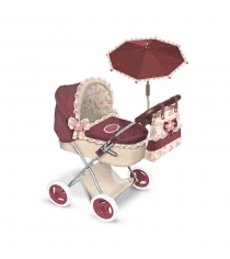 Коляска для кукол мартина с сумкой и зонтиком гранатово бежевая 65 см Decuevas 8...