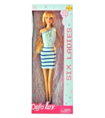 Кукла Defa lucy модная бело голубое платье 8316blue