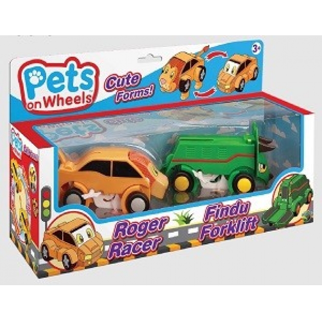 Набор pets on wheels гонщик лев роджер грузоподъемник трицератопс финду Dracco