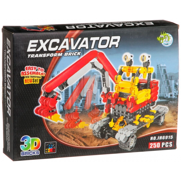 Конструктор страйп экскаватор 250 деталей Dragon toys JH6915