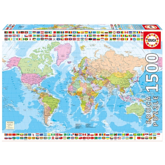 Пазл политическая карта мира 1500 деталей Educa 17117