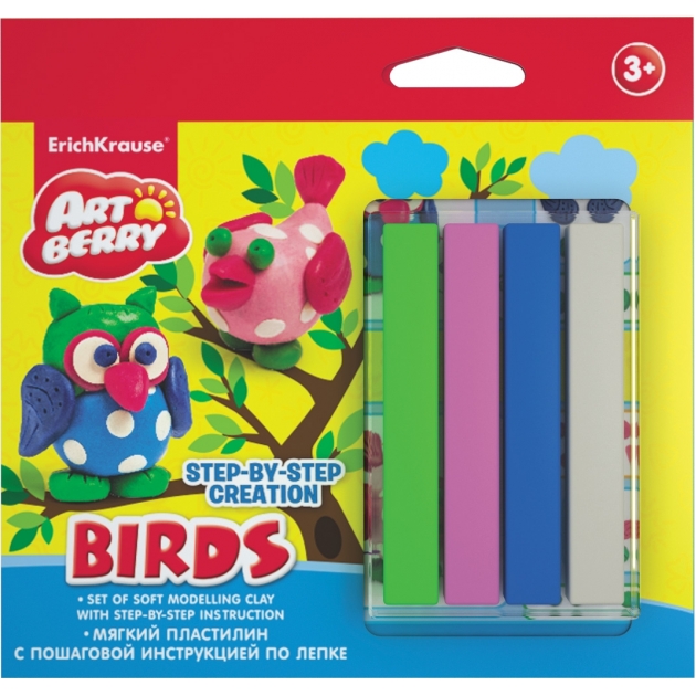 Набор для лепки artberry птицы 4 цвета Erich Krause 38541