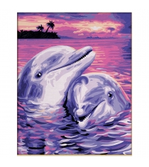 Картина по номерам дельфины в свете заката 30 х 40 см Фабрика Творчества KA005...