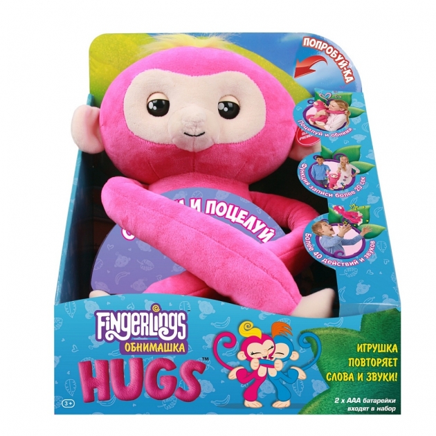 Мягкая игрушка Wowwee обезьянка обнимашка розовая 3532