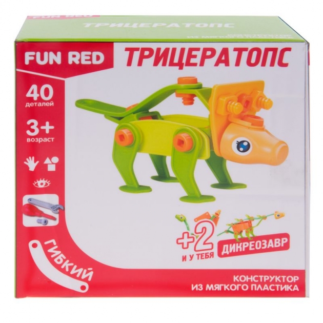 Конструктор гибкий трицератопс 40 деталей Fun Red FRCF002