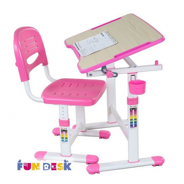 Парта для малышей и стул FunDesk Piccolino II белый розовый