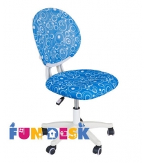Детское компьютерное кресло FUNDESK LST1 белый синий с кольцами...