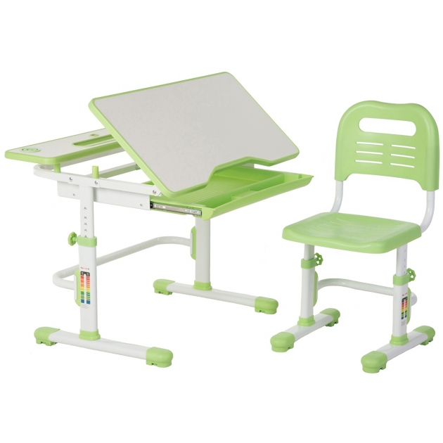 Растущая парта и стульчик для школьника Fundesk lavoro green