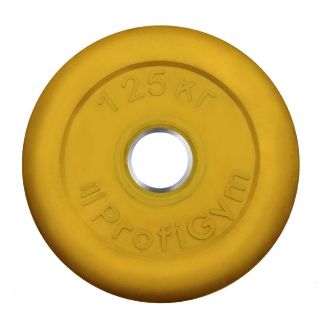 Диск обрезиненный ProfiGym d 26 мм жёлтый 1,25 кг