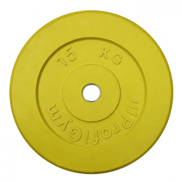 Диск обрезиненный ProfiGym d 26 мм жёлтый 15 кг