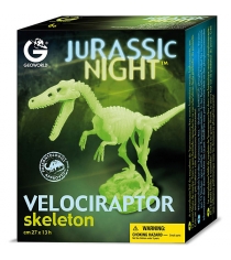 Сборная модель Geoworld Jurassic Night Скелет Велоцираптора светится в темноте CL142K