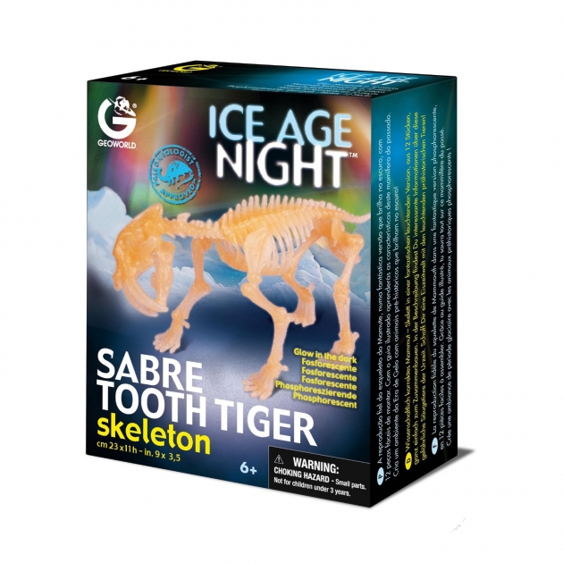 Сборная модель Geoworld Ice Age Night Скелет Саблезубого тигра CL598K