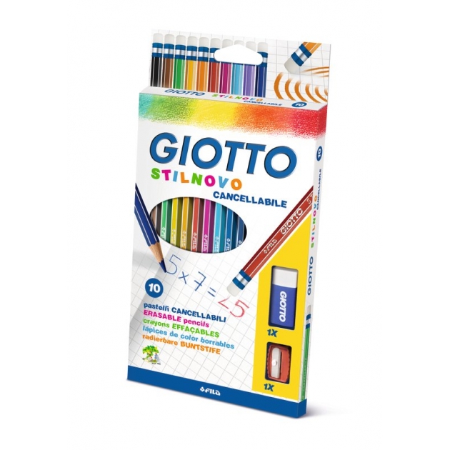 Карандаши 10 цветов с индивидуальным ластиком Giotto 256800