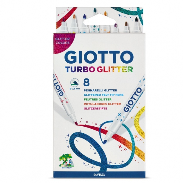 Фломастеры turbo glitter 8 цветов пастель Giotto 4263001X