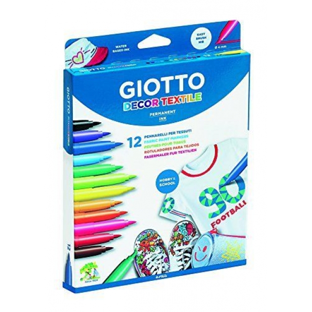 Фломастеры для декора по ткани 12 цветов Giotto 494900