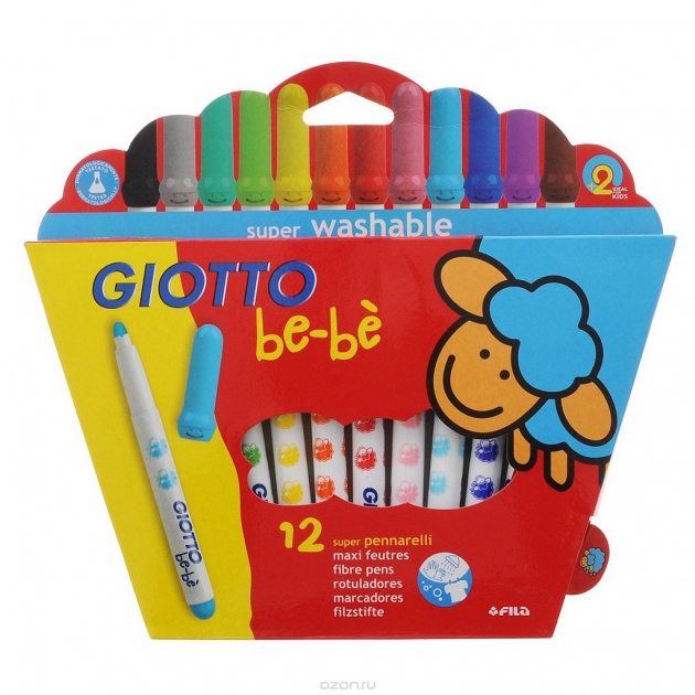 Фломастеры Super Fibre Pens 12цветов детские Giotto be-be' 466700